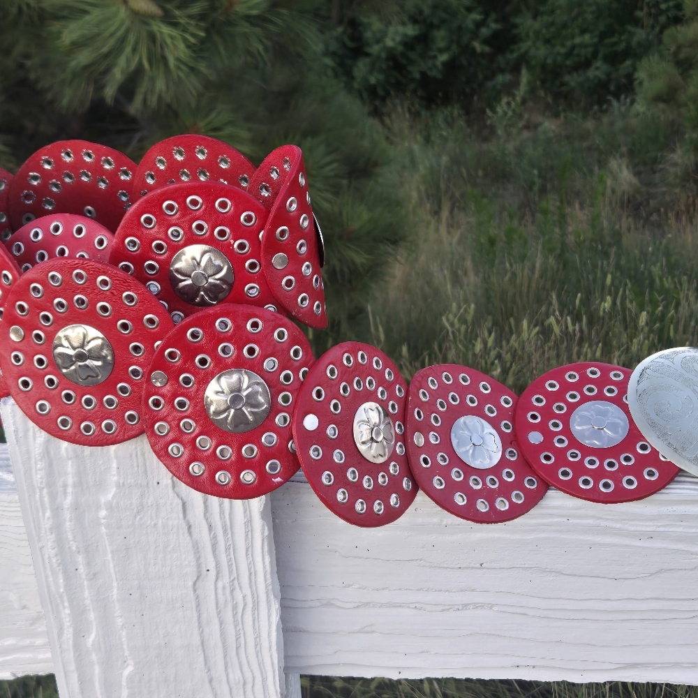 RED GENUINE LEATHER WESTERN BELT